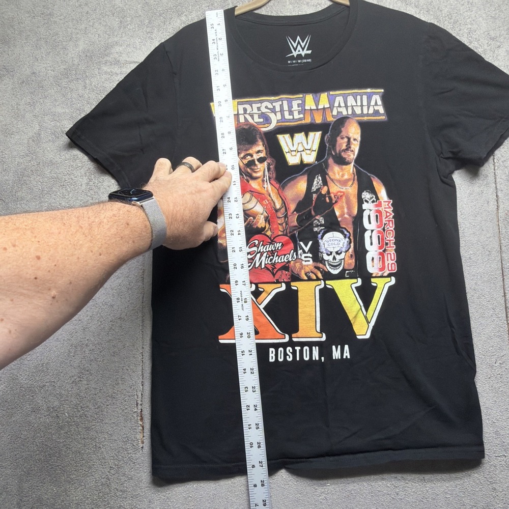 WWE WrestleMania XIV T Shirt Shawn Michaels vs Stone Cold Mens M Black - Picture 4 of 7